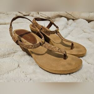 Chaps Brown Cork Wedge Sandals